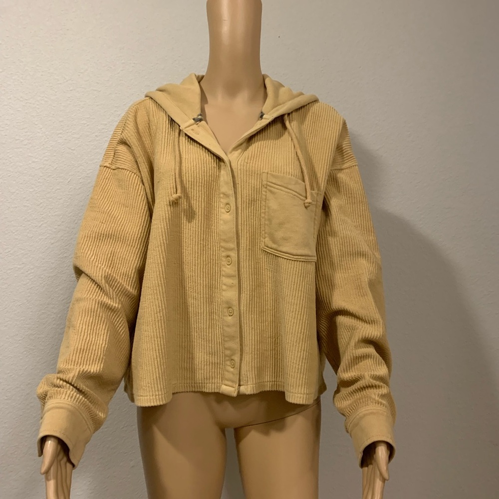 American Eagle Outfitters Beige Hooded Utility Jacket